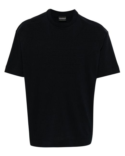 T-shirt en coton à col rond Emporio Armani pour homme en coloris Black