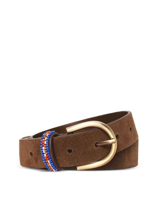 Xirena Brown Beaded Buckle Belt