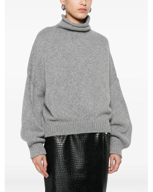 Khaite Gray Roll-Neck Sweater