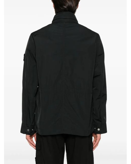 Stone Island Black Field Jacket With Concealed Fastenings And Modern Silhouette for men