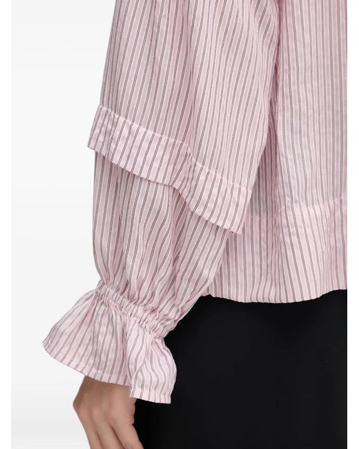 Mos Mosh Pink Jorun Ruffled Striped Blouse