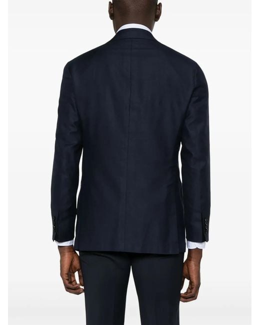 Kiton Blue Single-Breasted Blazer for men