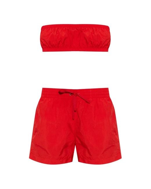 MM6 by Maison Margiela Red Drawstring-Waistband Shorts