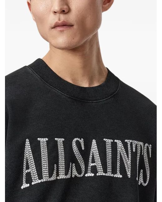 AllSaints Black Dash Logo-Embroidered Sweatshirt for men