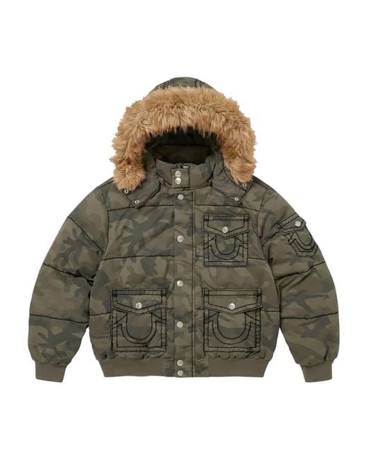 Supreme Green Camouflage-Pattern Padded Jacket for men