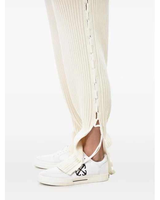 Off-White c/o Virgil Abloh Natural Lace-Up Ribbed Trousers for men