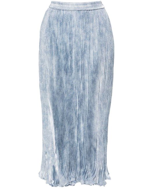 MICHAEL Michael Kors Blue Floral-print Pleated Midi Skirt