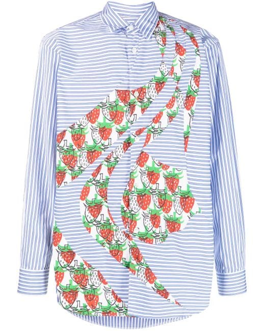 Comme des Garçons Blue Graphic-Print Cotton Shirt for men