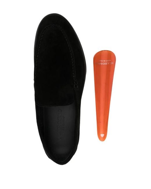 Scarosso Black Suede-Finish Loafers