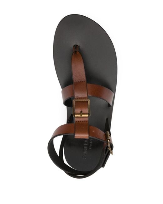 Saint Laurent Brown Hardy Buckled Leather Sandals