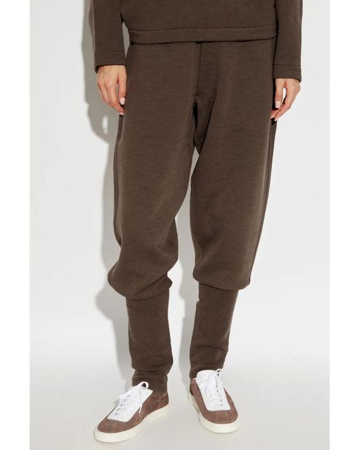 Lemaire Brown Ribbed-Trim Trousers