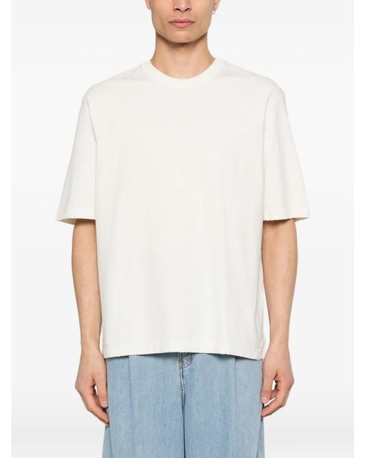 Golden Goose Deluxe Brand White Relaxed Fit T-Shirt Cotton Jersey Logo Patch