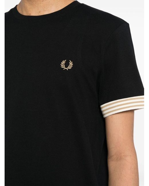 Fred Perry Black Logo-embroidered Cotton T-shirt for men