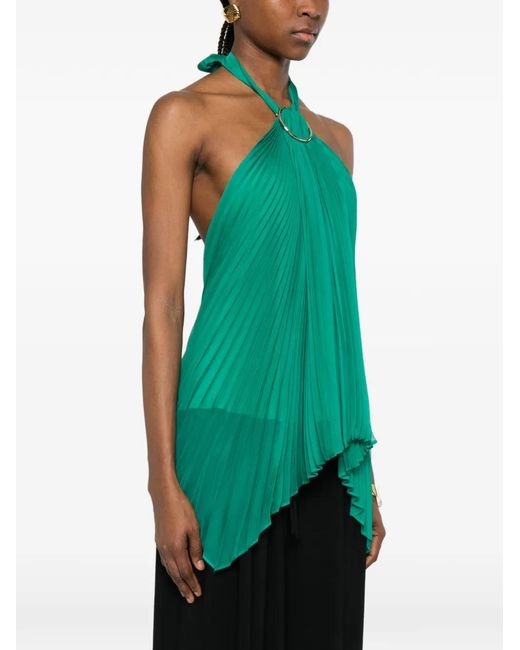 Max Mara Green Mxevalzer Ring Pleated Top