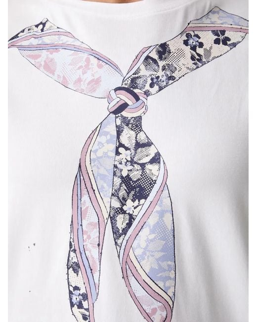 Silvian Heach White Santis Scarf-Print T-Shirt