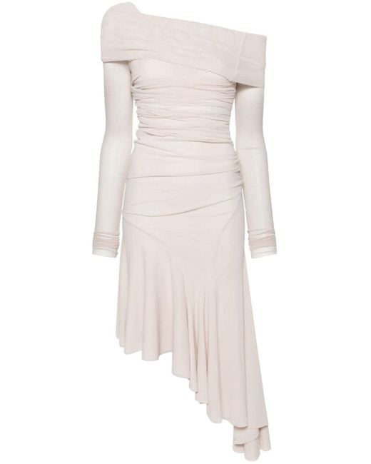 Philosophy Di Lorenzo Serafini White Ruched Asymmetric Midi Dress