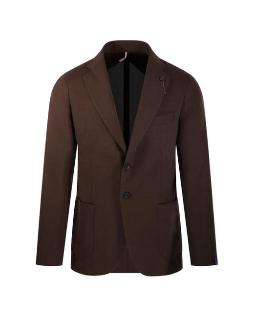 Santaniello Brown Buttoned Blazer for men