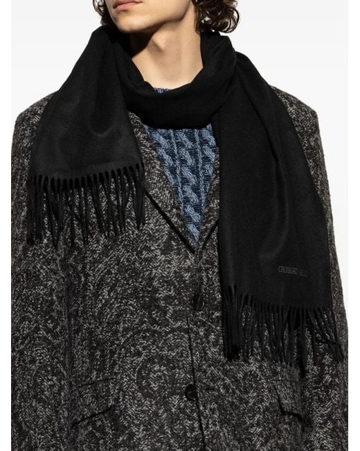 Giorgio Armani Black Fringed Scarf for men