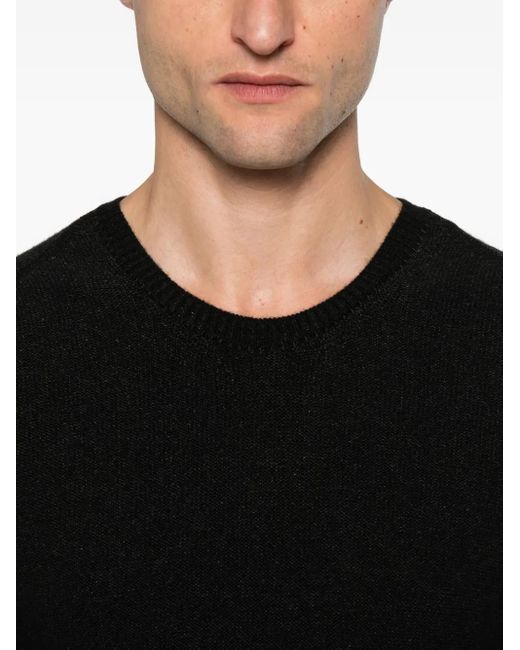 Layer Zero Black Round-Neck Hemp Sweater for men