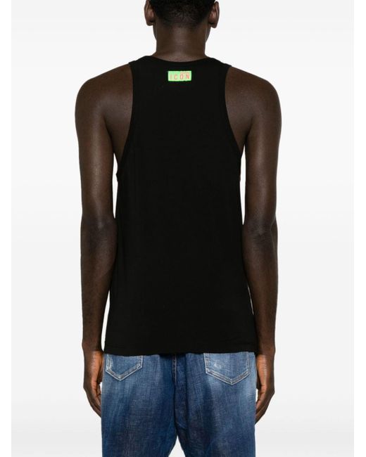 DSquared² Black Logo-patch Jersey Tank Top for men