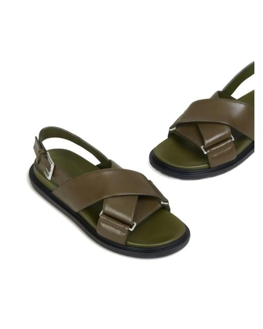 Marni Green Cross-Strap Flat Sandals
