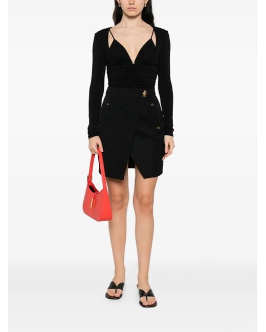 Elisabetta Franchi Black Button-Detailed Mini Skirt