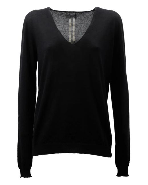 Maglione A Maniche Lunghe Con Scollo A V di Rick Owens in Black