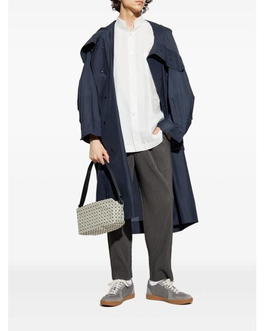 Homme Plissé Issey Miyake Blue Nylon Kite Coat for men