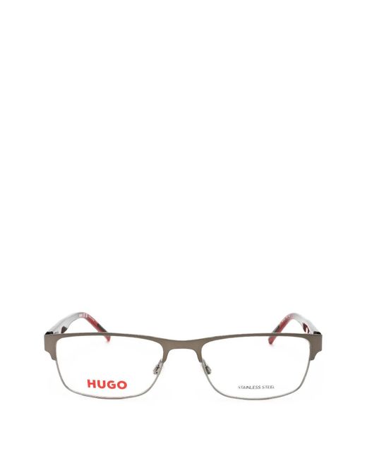 HUGO White Rectangle-Frame Glasses for men