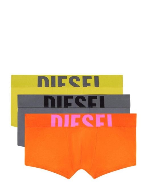 DIESEL Yellow Logo-Waistband Boxer Briefs (Pack Of Three) for men