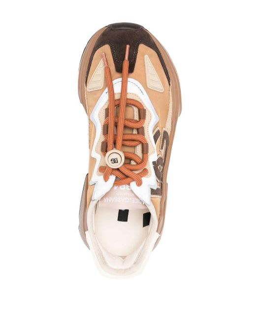Dolce & Gabbana Brown Panelled Drawstring Sneakers