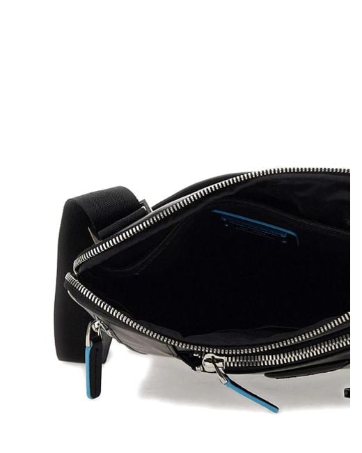 Piquadro Reißverschluss-Schultertasche mit Logo-Prägung in Black für Herren