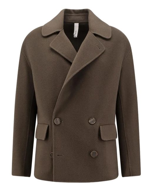 Hevò Brown Double-Breasted Flap-Pocket Jacket for men