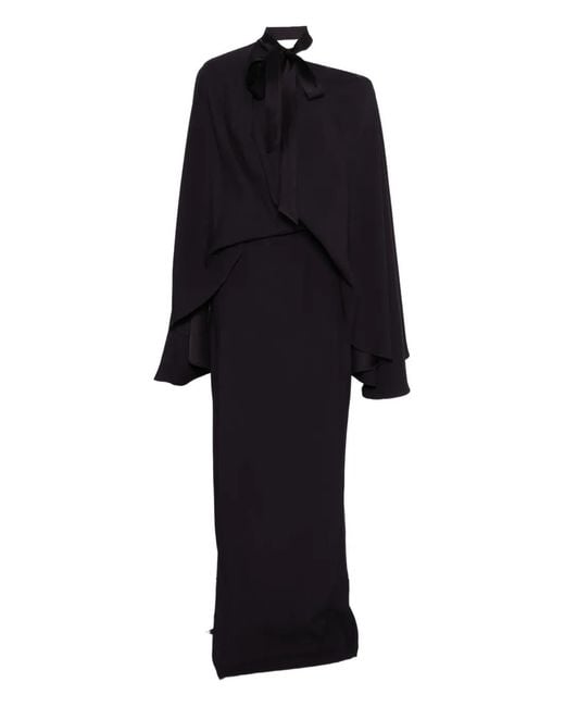 ‎Taller Marmo Black Brooks Tie Neck Maxi Dress