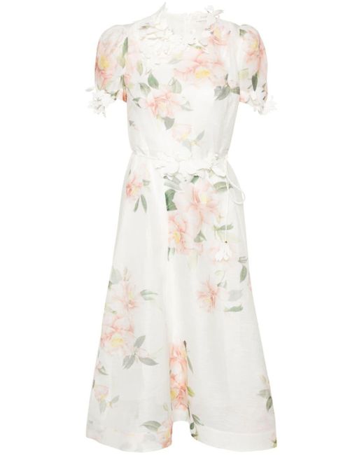 Zimmermann White Floral-appliqué Dress