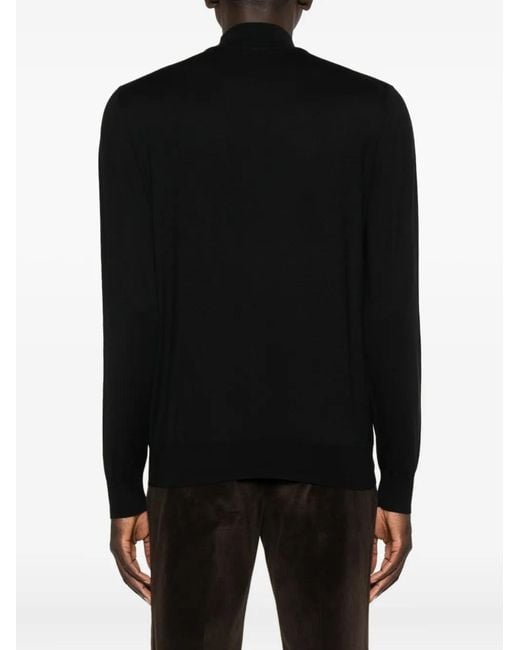Corneliani Black Long-Sleeve Wool Sweater for men