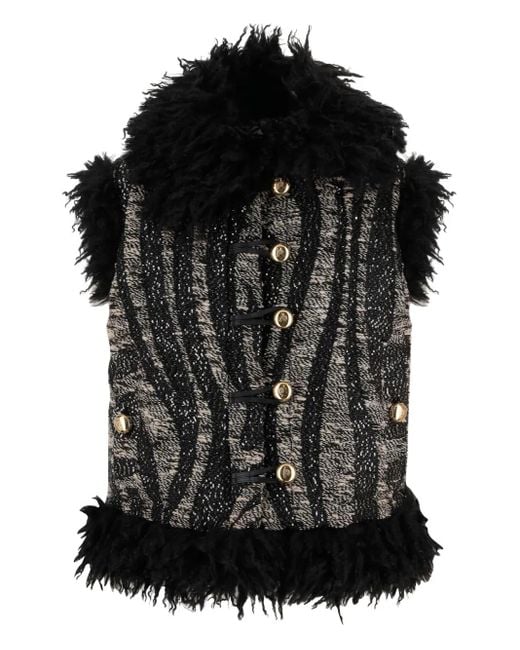 Emilio Pucci Black Fur-Trim Button Jacket