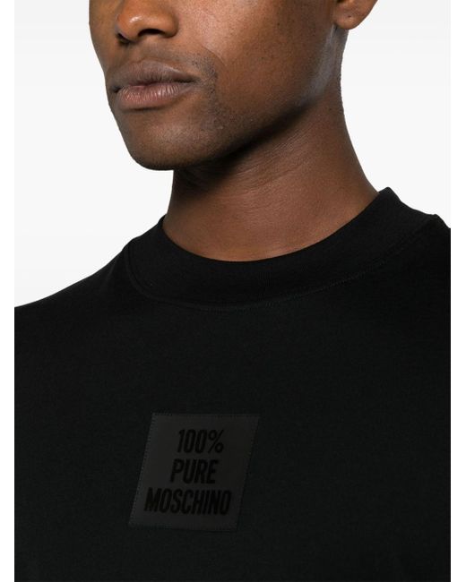 Camiseta con parche del logo Moschino de hombre de color Black