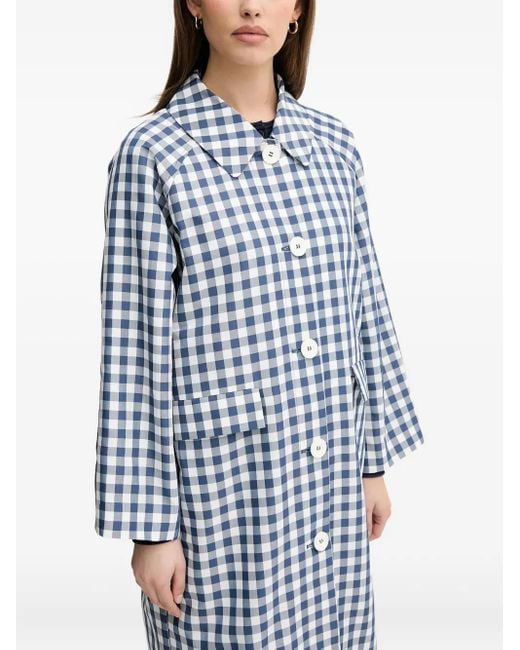 Benetton Blue Gingham-Check Coat