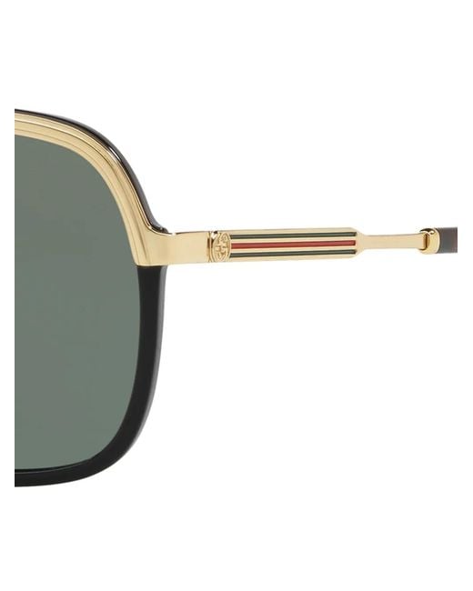 Gucci Multicolor Web Detail Navigator-Frame Sunglasses