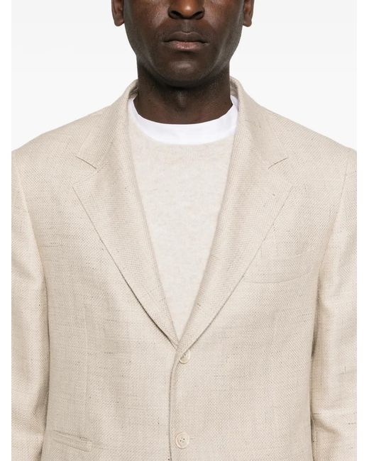 Brunello Cucinelli White Buttoned Flap-Pocket Blazer for men