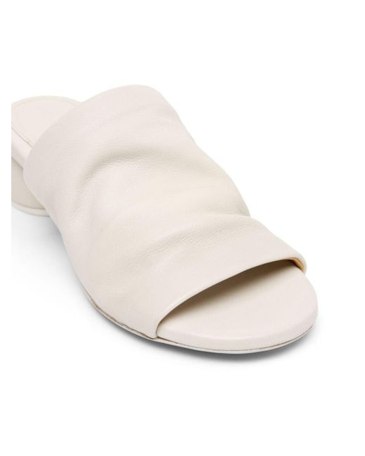 Marsèll White Otto Ruched Leather Mules