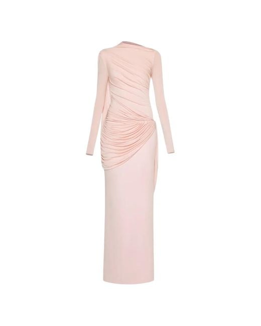 Chats by C.Dam Pink Asymmetrical Draped Maxi Dress