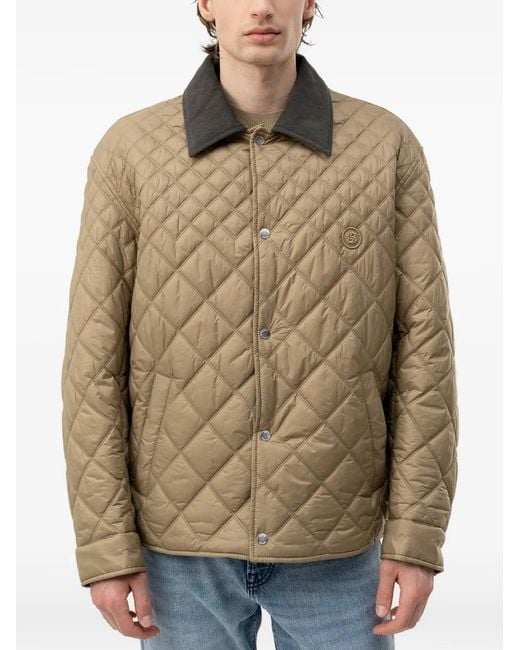 Boss Green Quilted-Finish Logo-Patch Jacket for men