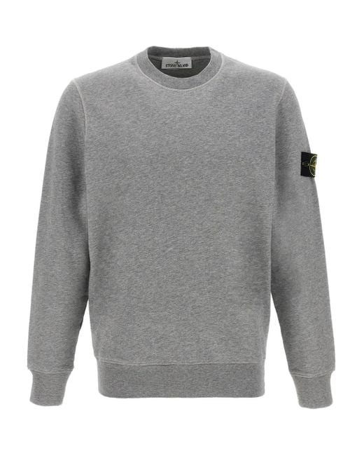 Stone Island Gray Logo Badge Sweatshirt for men