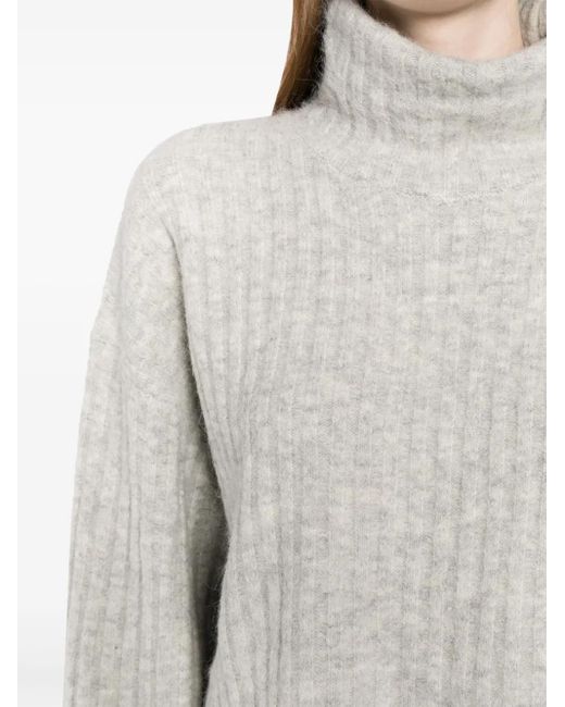 B+ AB White High-Neck Drop-Shoulder Jumper