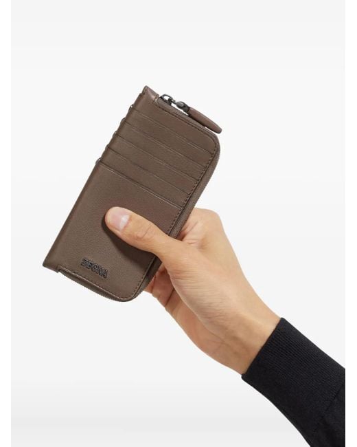 Cartera con cremallera en el contorno Zegna de hombre de color Brown