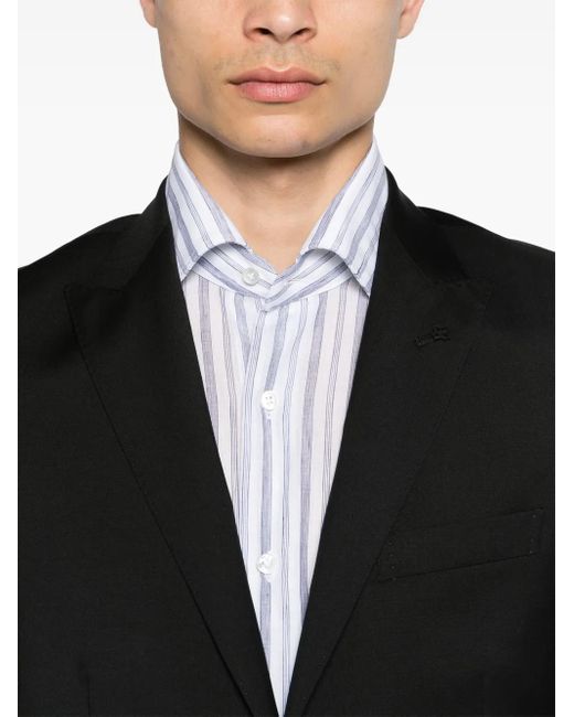 Barba Napoli White Halo-Stripe Semi-Sheer Shirt for men