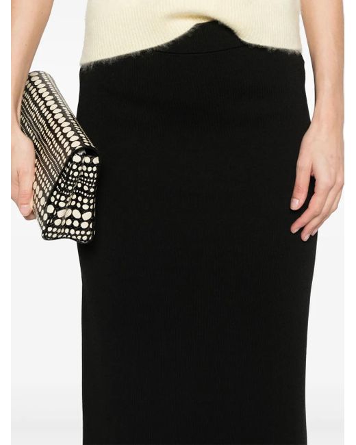 P.A.R.O.S.H. Black Ribbed Midi Skirt