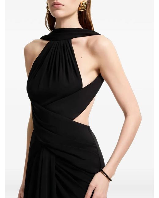 Elie Saab Black Halter-Neck Draped Maxi Dress
